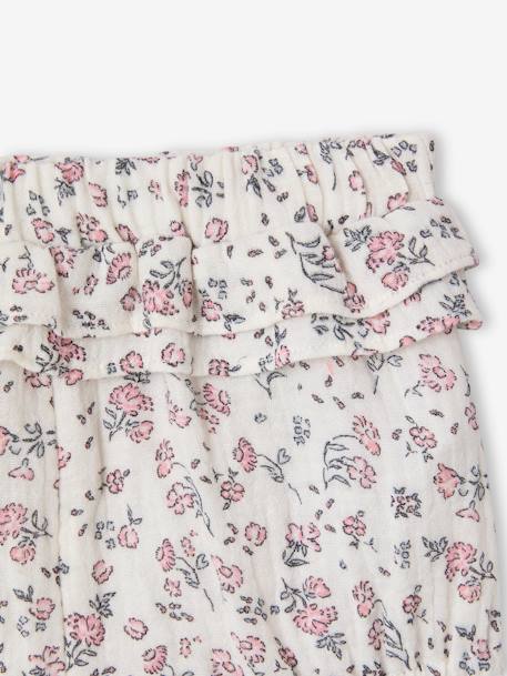 Bloomer and headband set with floral print ecru 