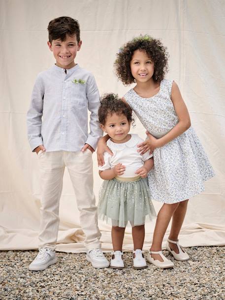 Occasion Wear T-Shirt & Tulle Skirt for Baby Girls sage green 
