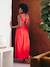 Long Cotton Gauze Dress for Maternity pomegranate 