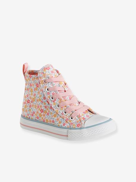 High Top Trainers in Fancy Fabric, for Girls printed white 