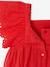 Cotton Gauze Dress for Babies ecru+red 
