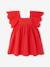 Cotton Gauze Dress for Babies ecru+red 