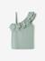 Top with Asymmetrical Frill for Girls coral+ecru+sage green 
