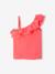 Top with Asymmetrical Frill for Girls coral+ecru+sage green 