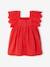 Cotton Gauze Dress for Babies ecru+red 