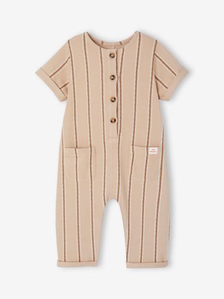 Striped Fancy Knit Jumpsuit for Babies sandy beige 