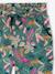 Fluid Cropped Trousers with Floral Print, for Girls emerald green+navy blue+red 