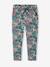 Fluid Cropped Trousers with Floral Print, for Girls emerald green+navy blue+red 