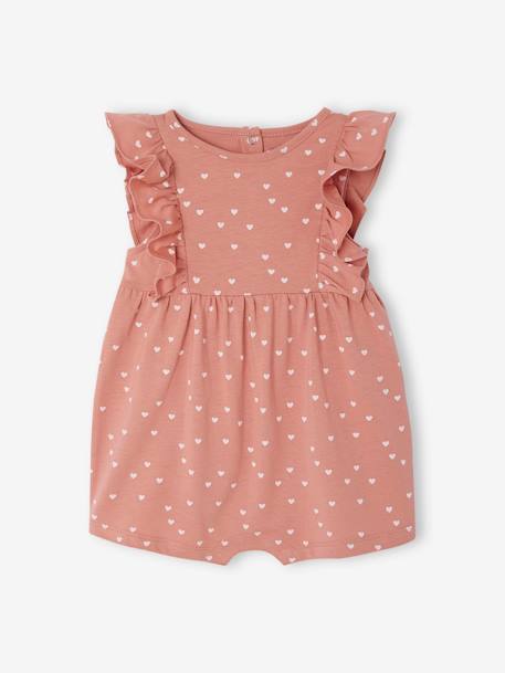 Frill-Sleeved Playsuit for Babies, Basics ecru+rose 