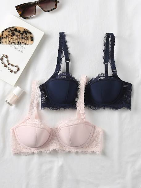 Pack of 2 Lace Bras, ENVIE DE FRAISE navy blue 