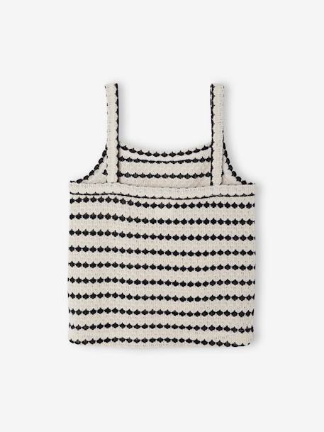 Fancy Knit Strappy Top for Girls, JONEN black+striped black 