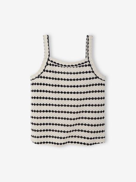 Fancy Knit Strappy Top for Girls, JONEN black+striped black 