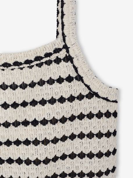 Fancy Knit Strappy Top for Girls, JONEN black+striped black 