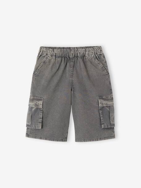 Washed-Effect Battle Shorts for Boys anthracite 