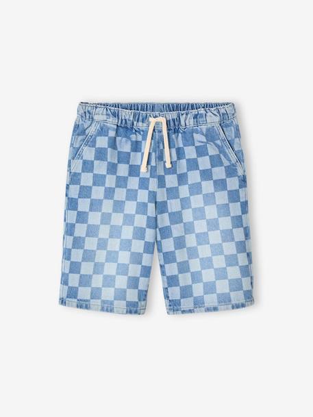 Loose-Fit Gingham Bermuda Shorts, JONEN bleached denim 