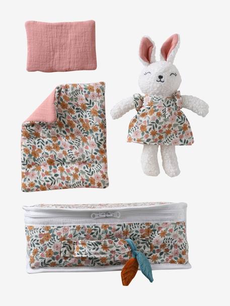 Suitcase with RETRO FLOWER soft toy yellow 