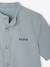 Linen Shirt with Mandarin Collar for Boys sage green+white 