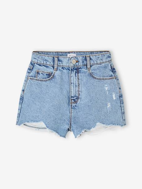 Distressed Denim Shorts for Girls, JONEN medium blue 