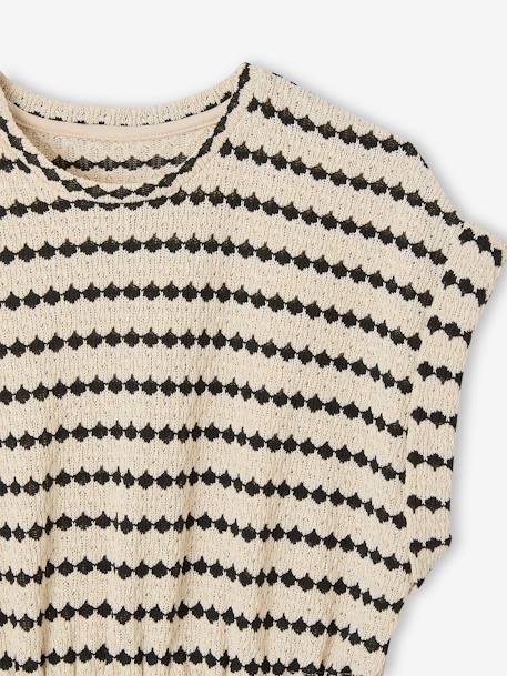 Fancy Openwork Knit Dress for Girls, JONEN striped black 