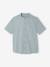 Linen Shirt with Mandarin Collar for Boys sage green+white 