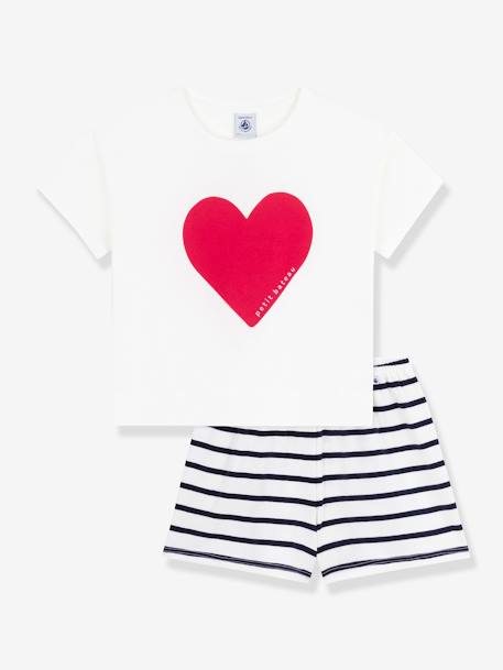Heart Print Pyjamas for Children, PETIT BATEAU navy blue 