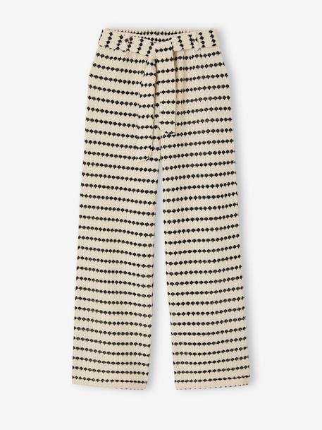 Fancy Knitted Wide-Leg Trousers for Girls, by JONEN black+striped black 
