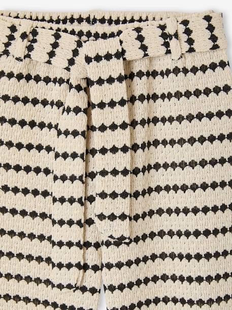 Fancy Knitted Wide-Leg Trousers for Girls, by JONEN black+striped black 