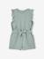 Frilly Cotton Gauze Playsuit for Girls ecru+sage green 