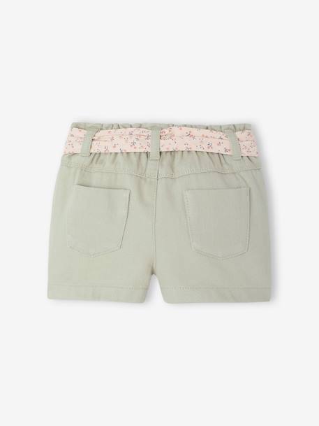 Paperbag Shorts with Belt for Babies grey green+rose 