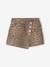Asymmetrical Leopard Print Mini Skort for Girls, JONEN beige 