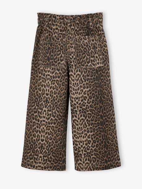 Wide-leg paperbag leopard print trousers for girls beige+chocolate+multicoloured+vanilla 