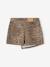 Asymmetrical Leopard Print Mini Skort for Girls, JONEN beige 