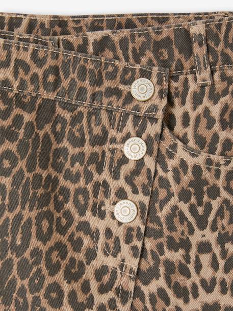 Asymmetrical Leopard Print Mini Skort for Girls, JONEN beige 