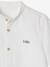Linen Shirt with Mandarin Collar for Boys sage green+white 