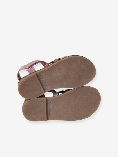 Leather Hook-&-Loop Sandals for Children, Designed for Autonomy multicoloured 