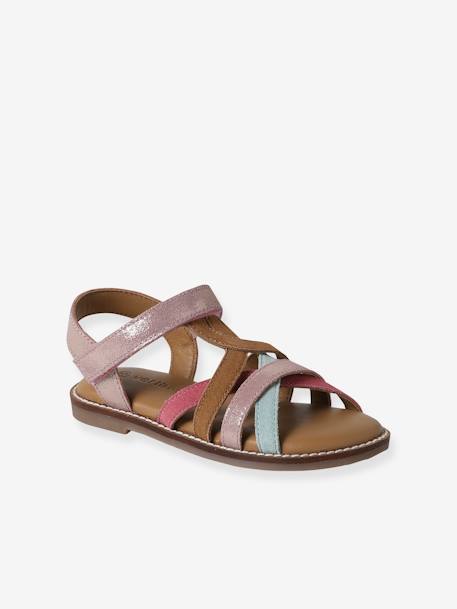 Leather Hook-&-Loop Sandals for Children, Designed for Autonomy multicoloured 
