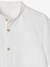 Linen Shirt with Mandarin Collar for Boys sage green+white 