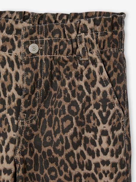 Wide-leg paperbag leopard print trousers for girls beige+chocolate+multicoloured+vanilla 