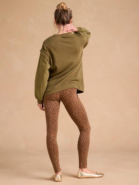Leopard Print Leggings for Maternity beige+dark grey 