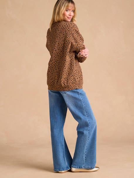 Wide-Leg Maternity Jeans with Seamless Belly Band, ENVIE DE FRAISE stone 