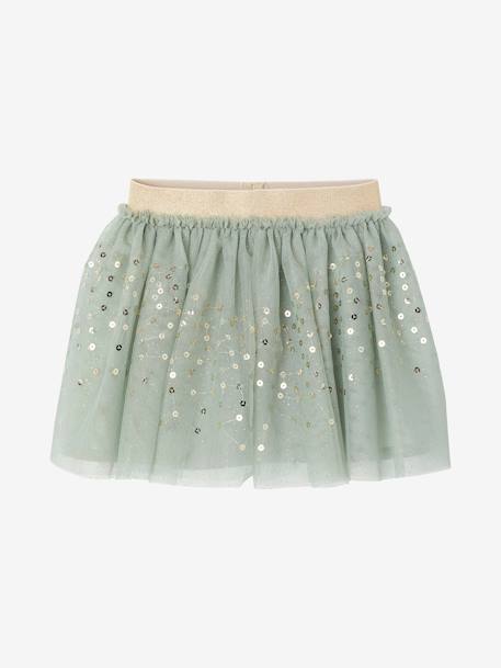 Occasion Wear T-Shirt & Tulle Skirt for Baby Girls sage green 