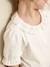 Girl's t-shirt with English embroidery collar CYRILLUS in organic cotton ecru 