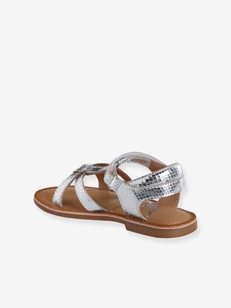 Leather Hook-&-Loop Sandals for Children, Designed for Autonomy silver 