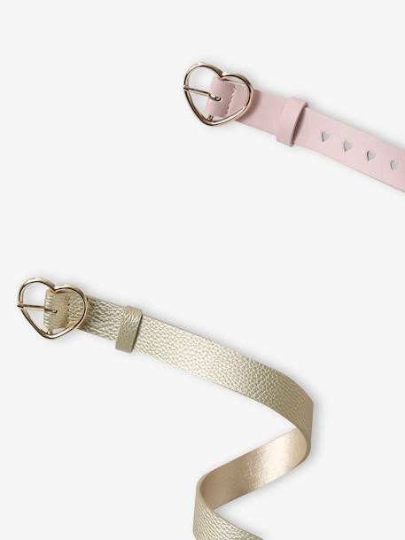 Pack of 2 Heart Belts with Openwork for Girls pale pink 