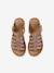 Leather Sandals with Straps, for Girls caramel+Light Brown+multicoloured+set brown 
