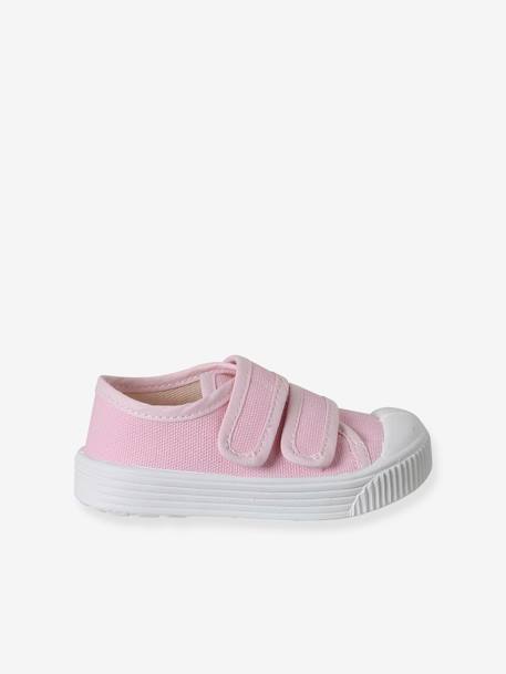 Hook-&-Loop Canvas Trainers for Babies - Made in France fuchsia+rose 
