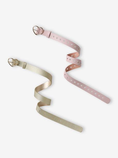 Pack of 2 Heart Belts with Openwork for Girls pale pink 