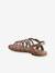 Leather Sandals with Straps, for Girls caramel+Light Brown+multicoloured+set brown 