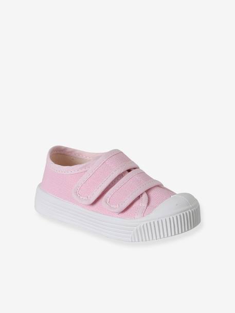 Hook-&-Loop Canvas Trainers for Babies - Made in France fuchsia+rose 