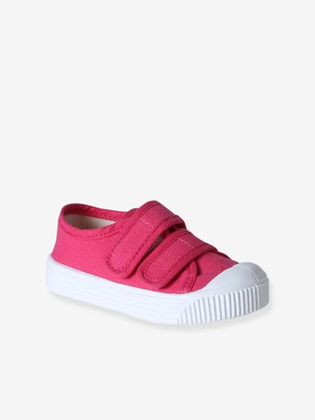 Hook-&-Loop Canvas Trainers for Babies - Made in France fuchsia+rose 